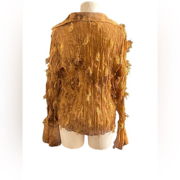 Chic Vintage Rag & Bone Fringe Button-Up Shirt with Bell Cuffs - Picture 3 of 5